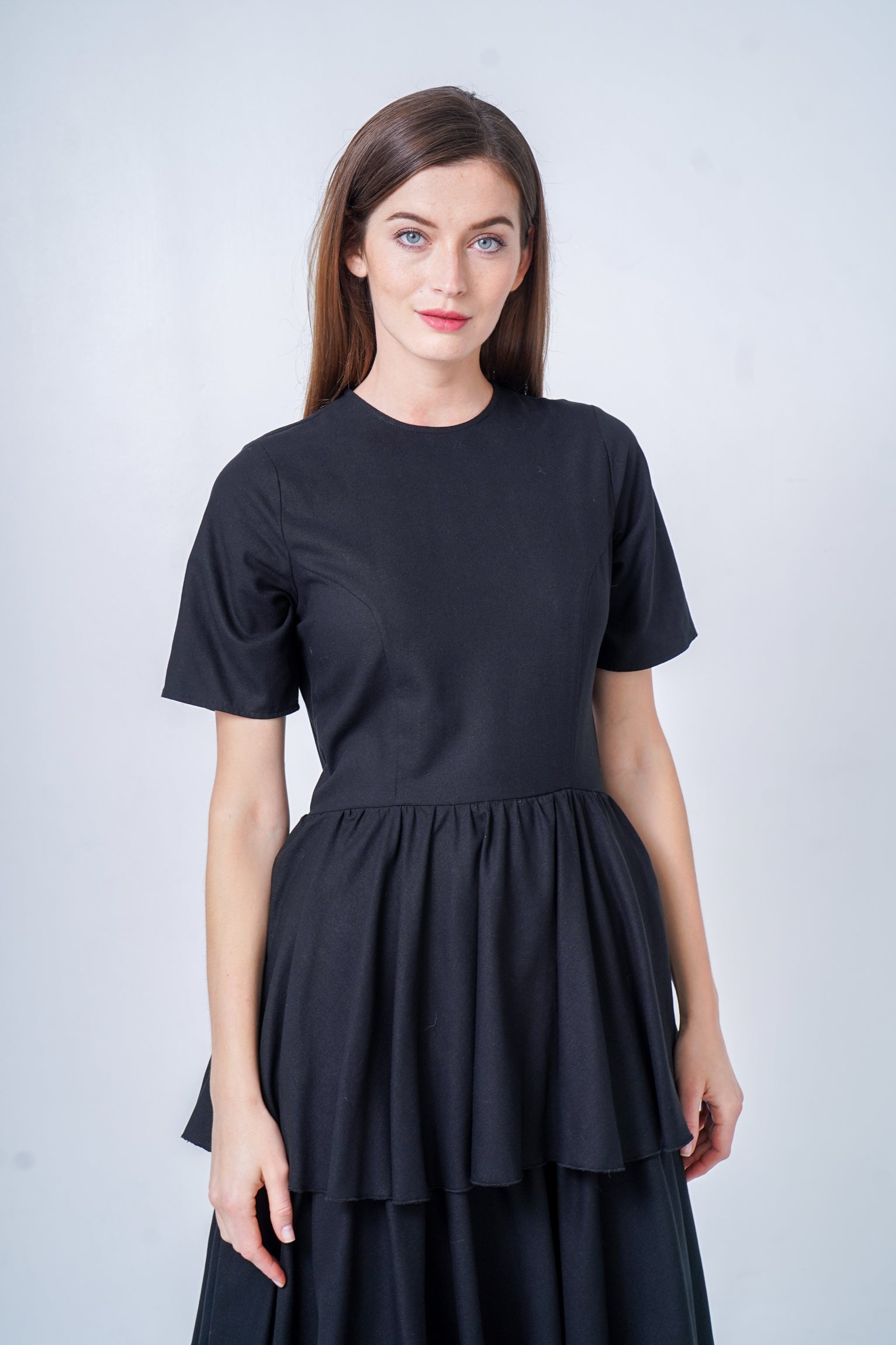 Black Long Tiered Dress With Bow