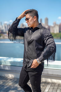 Men's Black Fringe Top