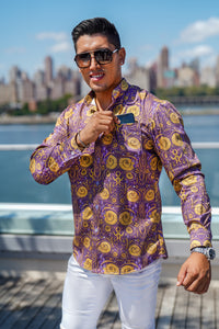 Men's Purple Matador Print Button Up