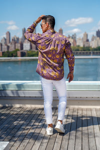 Men's Purple Matador Print Button Up