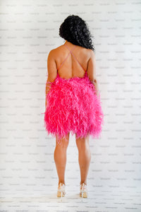 Hot Pink Ostrich Feather Party Dress – Caterine Sanchez