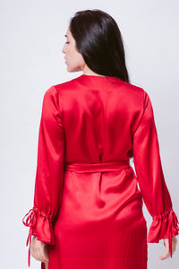 Romantic Silky Red Shirt Dress
